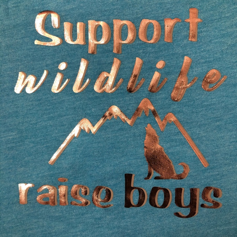 New Women’s fitted tee Support Wildlife Raise Boys